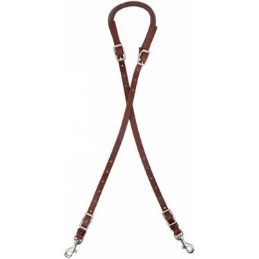 Imagem de Jeereal Crupper de couro para sela de cavalo, alça de cauda dupla ajustável para trabalho ocidental, cauda a fivela 71 cm em tamanho de cavalo completo