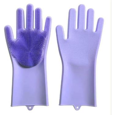 Imagem de Luvas de Silicone para Lavar Louça com Cerdas Integradas – Reutilizável, Resistência ao Calor, Limpeza de Cozinha e Uso Doméstico