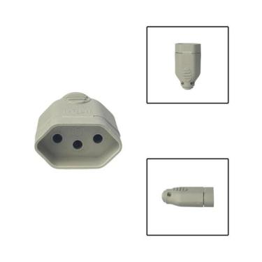 Imagem de Tomada Plug Fêmea 3 Pinos 10A 250V Cinza - Ilumi