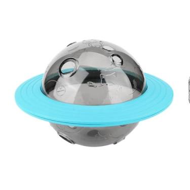 Imagem de Brinquedo Interativo para Pets, Bola Dispensadora de Petiscos, Plástico Transparente e Azul, 16x16x11cm, Alimentador para Cães e Gatos