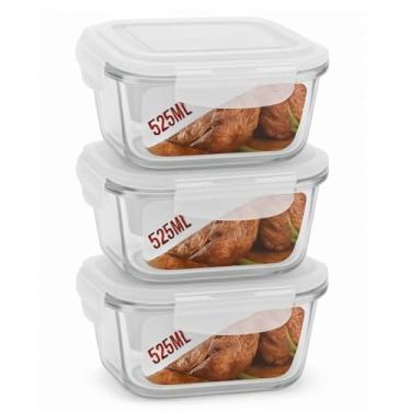 Imagem de Conjunto de Potes de Vidro com Tampa Hermética - 4 Unidades 525ml, Tampa Selada com Válvula de Ar, Ideal para Marmita de Vidro, Congelador e Frigorífico(KIT 3 UNIDADES)