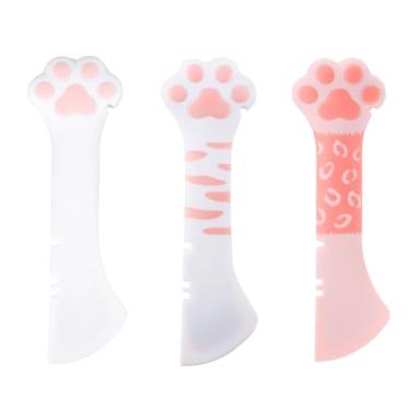 Imagem de 3pcs Colher para Comida de Cão e Gato, Abre Latas Multifuncional Comida Húmida Espátula Animais de Estimação Colher Misturar Artigos para Cães Gatos (Branco & Rosa)