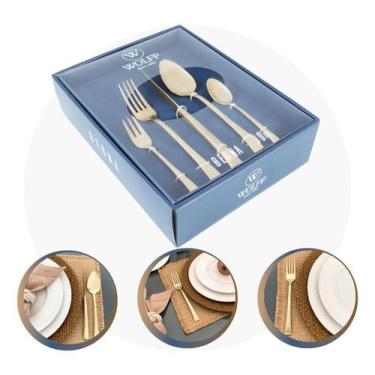 Imagem de WOLFF Faqueiro de Aço Inox Berna Champanhe Fosco 30 Peças Berna