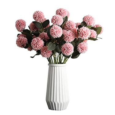 Imagem de Flores artificiais hortênsias artificiais ramo de dente-de-leão mesa sala de estar decoração floral escritório casamento arranjo de flores romântico e bonito arranjos florais