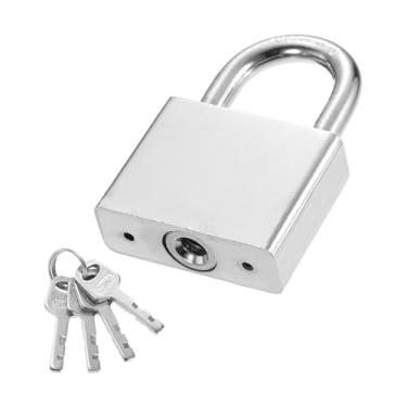Imagem de PATIKIL Trava resistente de 48 mm, 1 cadeado de liga de aço de alta segurança com 4 chaves para janela de porta de armazenamento de contêiner de transporte de armazém (H: 72 mm