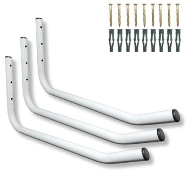 Imagem de 3 Suportes Para Bicicleta De Parede Estrutura Reforçada Multiuso Organização Externa (Branco)