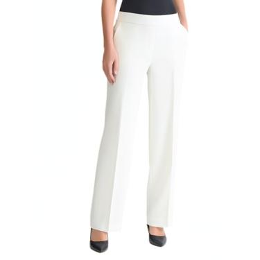 Imagem de Kasper Crepe elástico feminino, calça elástica nas costas, Gelo de baunilha, 2X