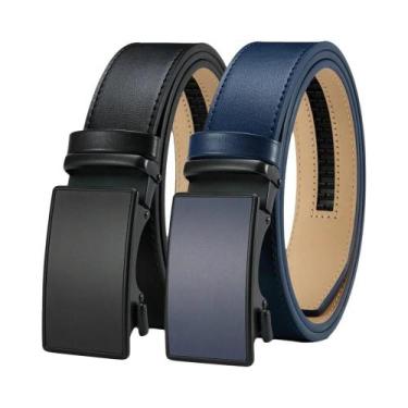 Imagem de Cinto De Couro Premium Masculino Com Fivela Metálica Automática, Cores