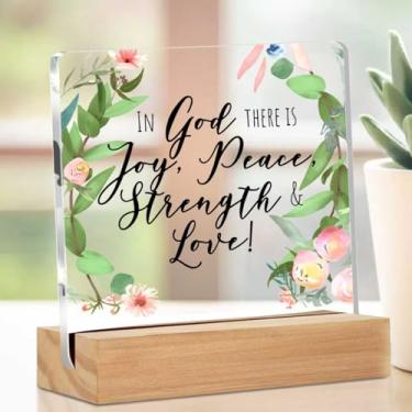 Imagem de Placa de acrílico cristã com suporte, presentes cristãos para mulheres, decorações de mesa motivacionais, presentes positivos para amigos, colegas de trabalho, presentes de incentivo para homens e