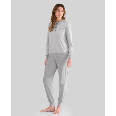 Imagem de Pijama Listrado Pata Elefante - Lohe, Cinza, GG