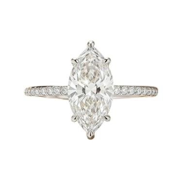 Imagem de 1 anel de zircônia de olho de cavalo brilhante de prata esterlina simples e elegante 2CT para festa feminina, presente de dia das mães, joias finas, presentes, Prata esterlina, Sem pedra preciosa