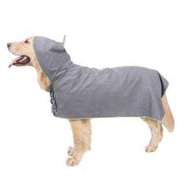 Imagem de Toalhas de microfibra para cães para secagem de cães toalha de cachorro grande médio pequeno roupão de banho para animais de estimação com capuz absorvente macio, confortável, fofo e quente (cinza, G)