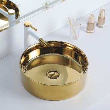 Imagem de Cuba Deend De Cerâmica Rotonda AureaLuce Banheiro 40x40x13cm