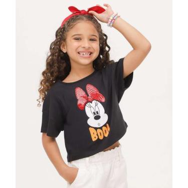 Imagem de Blusa Infantil Manga Curta Minnie Disney Tam 4 a 10-16031, 8, Preto