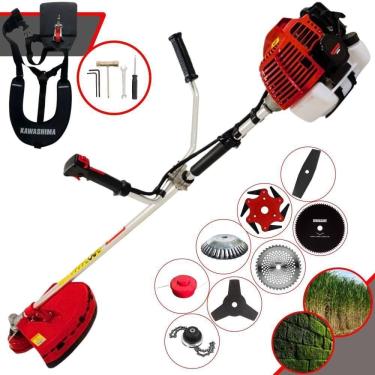Imagem de Roçadeira Kawashima Kw43l À Gasolina 43c 1,7hp + Faca 2 Pontas + Faca 40 Dentes + Faca 80 Dentes + Trimmer + Escova 38c