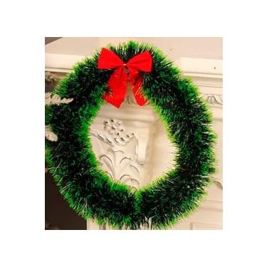 Imagem de Guirlanda de Natal 30cm/40cm Enfeite de Porta Natalino Decoração Festiva com Neve Opcional(Guirlanda sem Nevada G)