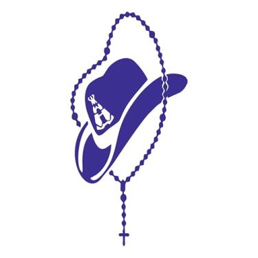 Imagem de Adesivo chapéu Cowboy com o terço - Sertanejo Rodeio Peão para carros caminhonetes caminhão parede (AZUL MARINHO, 21x42m)