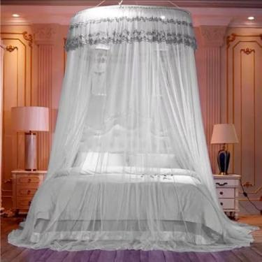 Imagem de Mosquiteiro Teto Gigante Bordado com Elástico para Cama Casal/Queen/King 12m x 3m(Branco,Casal)