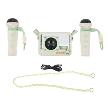 Imagem de Keenso Máquina de karaokê, Alto-falante Bluetooth Com 2 Microfones Sem Fio, Design Leve e Alça de Suspensão para Aventuras Ao Ar Livre, Festa Em Casa (Verde claro)