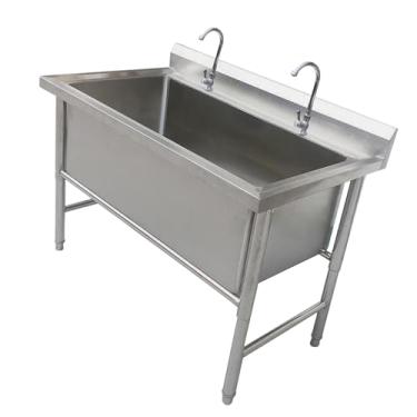 Imagem de Pia de tigela única grande, pia de aço inoxidável independente, pias utilitárias de aço inoxidável, banheira de lavanderia de grau comercial, pia de cozinha de bacia única com kit de drenagem e