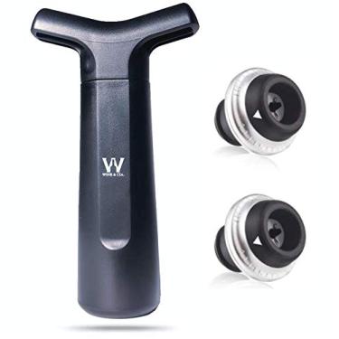 Imagem de Kit Bomba A Vácuo Para Garrafa De Vinho + 2 Rolhas Pratas Com Datador