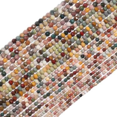 Imagem de THRELE Contas turquesa natural, 4 mm, 90 peças, pequenas pedras preciosas soltas redondas facetadas para fazer joias faça você mesmo, pulseira e colar artesanal, com cartão de tamanho