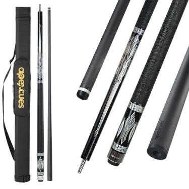 Imagem de apexcues Taco de piscina de fibra de carbono - Vara de 12,5 mm 3/8 x 8 pinos sistema de peso ajustável eixo de bilhar com envoltório de couro