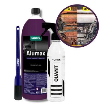 Imagem de Kit Alumax Vintex 1,5l + Pincel - Limpeza Rodas Chassis Motores Carroc