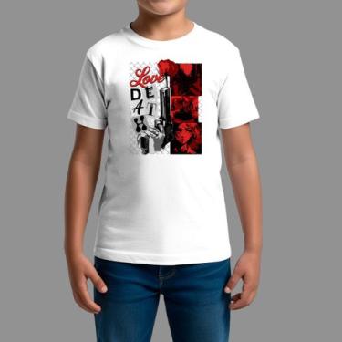 Imagem de Camisetas Infatil Básica Casual Confortável Gola Redonda Deai, Branco,