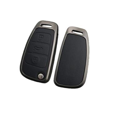 Imagem de Compatível com Audi TT TTRS 8j 8n 8s Mk1 Mk2 Mk3 S Line Liga de zinco Caso chave do carro Suporte Shell Controle remoto Protetor Chaveiro Acessórios(A-Black)