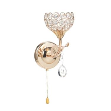 Imagem de Aplique de Parede Cristal Lâmpada Moderna com Soquete E26 Interruptor Cadeia Tração Luzes Lado Cama para Quarto Sala Jantar Corredor Acessório Luz