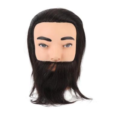 Imagem de SIWOTED Manequim Masculino com Barba Resina PVC Realista Cabeleireiro Treinamento Masculino para Treinamento de Salão de Estilo de Cabelo Preto