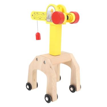 Imagem de KUIDAMOS Conjunto de Brinquedos de Guindaste de Madeira, Conjunto Fino de Guindaste de Torre Artesanal para Crianças, Fácil Montagem, Acessórios de Brinquedos de Pista de Madeira para Brincadeiras