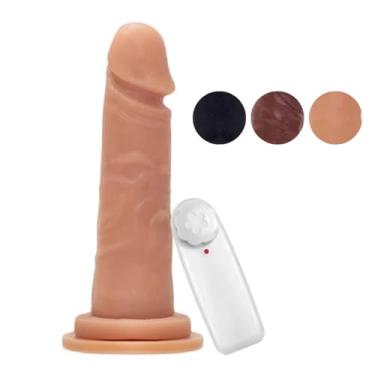 Imagem de Prótese Maciça Com Vibro E Ventosa 15 X 4Cm Brinquedo Adulto Realista Consolador Dildo VVN03 (PRETO)