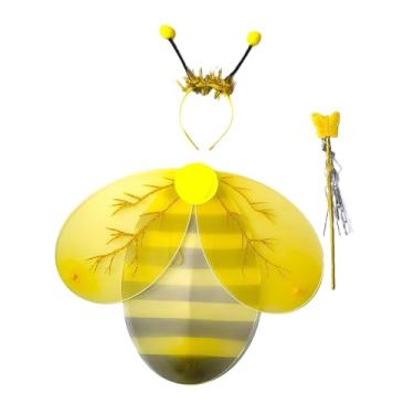 Imagem de oshhni Fantasia infantil de abelha com asas, antenas, tiara e varinha, perfeita para apresentações de palco e festas, Style C