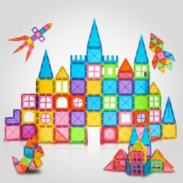 Imagem de 120 Peças de Blocos De Montar Magnéticos Construção, Brinquedo Educativo Adequado para Crianças de 3 Anos