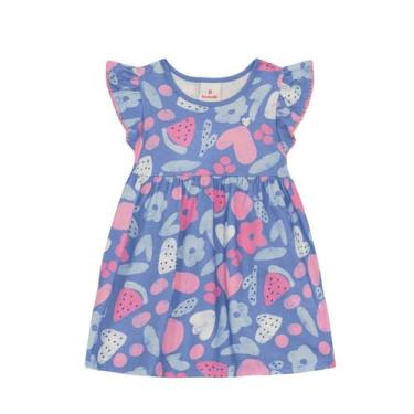Imagem de Vestido infantil menina de flores Brandili -Azul, 4, Azul