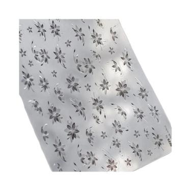 Imagem de Adesivo De Unha Floral Preto E Branco Semi-Transparente Com Flores Em 