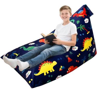 Imagem de Lukeight Cadeira espreguiçadeira de dinossauro com espuma viscoelástica para crianças, adolescentes e adultos, pufe com capa removível, poltrona aconchegante para sala de estar, sofá preguiçoso para