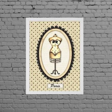 Imagem de Quadro Manequim De Costura Paris 45X34Cm Moldura Branca