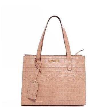 Imagem de Bolsa Tote Croco Nude em Couro Legítimo com Alça Removível Leopoldine-Feminino