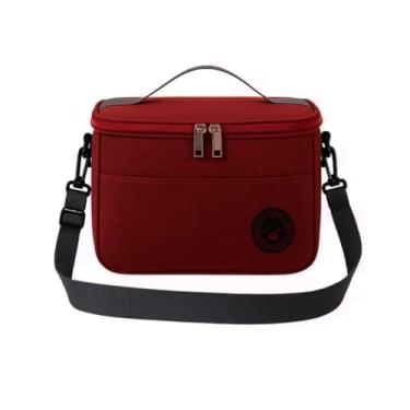 Imagem de Bolsa Térmica Nécessaire Porta Lancheira Marmita com Alça De Mão e Ombro Fecho Duplo e Bolso Externo (Vinho)