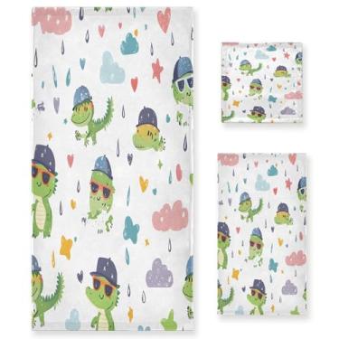 Imagem de xigua Conjunto de toalhas de banheiro de crocodilos fofos absorventes macios 3 peças toalha de banho toalha de mão toalhas decorativas para banheiro, academia, hotel, praia, piscina