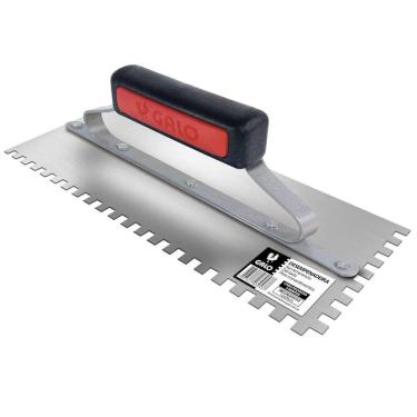 Imagem de Desempenadeira De Aço Para Gesso Dentada Com Cabo Fechado 120x290mm - 00305-03 - Galo