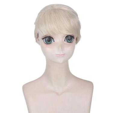 Imagem de Peruca de cosplay Anime Blonde Short Bob com franja frontal - yiweisai