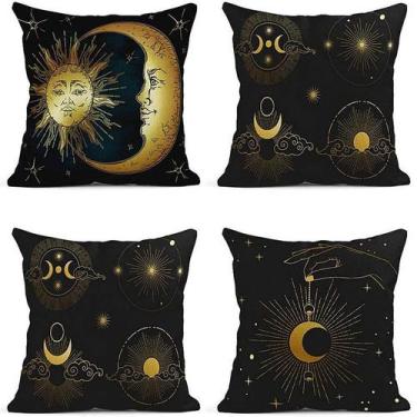 Imagem de Conjunto de fronhas de linho inspirado em tarô, lua e estrelas, x45 cm