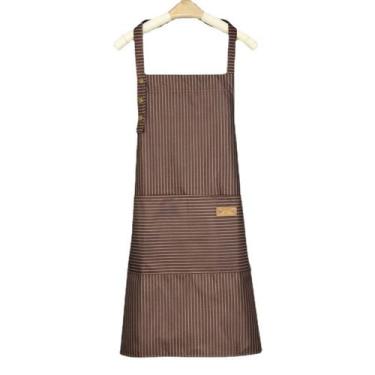 Imagem de Avental listrado de poliéster impermeável com bolso para mulheres - Yi
