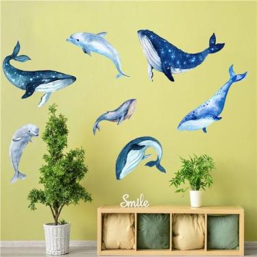 Imagem de Adesivos de parede Whale and Dolphin Ocean Animal 30x90cm PVC - yiweis