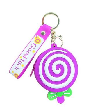 Imagem de Chaveiro, bolsa de moedas, design de pirulito, silicone, roxo - yiweis
