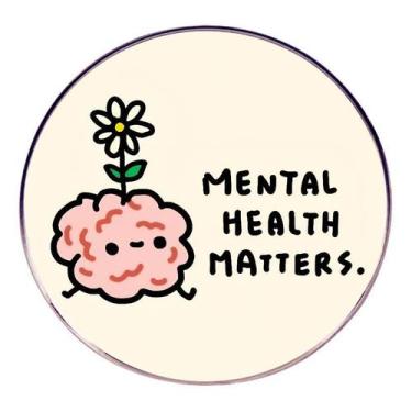 Imagem de Broche Pins Mental Health Matters Cartoon Brain Flo Alloy - Yiweisai